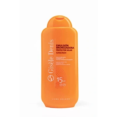 Imagen de GISÈLE DENIS Protector Solar, 400 ml, Protección FPS15, Emulsión Bronceadora, Cuidado de Piel, Crema Hidrata la Resistente al Agua, para Uso Diario, Previene Manchas y Arrugas