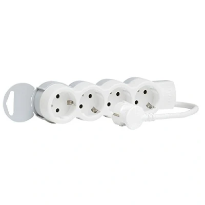 Imagen de Legrand 694552, Regleta de enchufes, Enchufe múltiple con 4 Tomas Corriente, Cable 1,5m, Color Blanco/Gris Claro