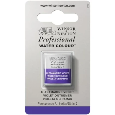 Imagen de Winsor &amp; Newton Acuarela Profesional Pintura de Acuarela, Alta Luminosidad, Resistente a la Luz, Calidad Archivo, 1/2 Godet, Color Violeta Ultramar