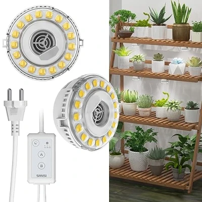 Imagen de SANSI Lámpara de Cultivo Plantas 150W Espectro Completo 4000K, Luces Crecimiento Autoadhesivo con Temporizador Automático 4/8/12H para Interior