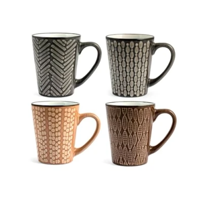 Imagen de H&amp;h set 6 mug ethnic in stoneware colori assortiti cc300