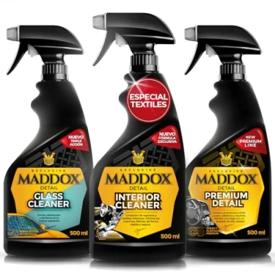 Imagen de Maddox Detail Regalo Ideal Kit Limpieza Completa para Coche Premium de Tapicería, Salpicadero y Cristales Acabados Interiores Interior Cleaner + Glass