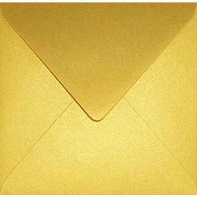 Imagen de Netuno 100 sobres cuadrados nacarados dorados DIN K4 153x153mm 120g Aster Metallic Cherish solapa engomada puntiaguda sin ventana para invitaciones boda Navidad dinero tarjeta regalo bricolaje bautizo