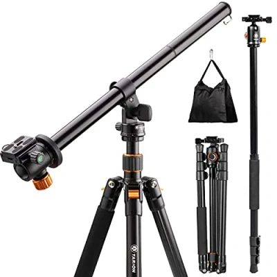 Imagen de TARION Q550 Trípode Cámara y Brazo Extensión Columna Central con rotación Horizontal 360y Vertical 180y Sacos de Arena MAX 155 cm Carga 6 kg para Viajar Foto