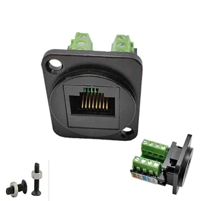 Imagen de SHANFEILU RJ45/8P8C D Type Montaje en panel Extensor Ethernet Cat5E Terminal Adaptador de red sin soldadura Keystone Jack Datos Conector hembra con tornillo
