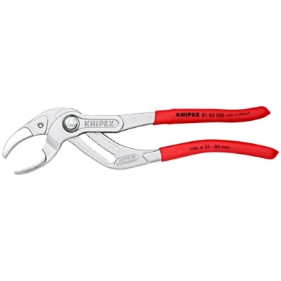 Imagen de Knipex Tenaza para tuberías y racores cromado, recubiertos de plástico antideslizante 250 mm (cartulina autoservicio/blíster) 81 03 SB