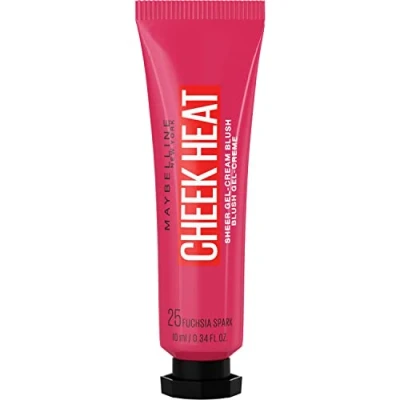 Imagen de Maybelline New York Blush Colorete En Crema Cheek Heat All In 1, 25 Fuchsia Spark, Vanilla, 10 Mililitro