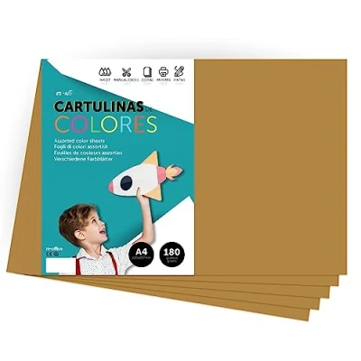 Imagen de Cartulina de Colores, A4 Colores Intensos, Hojas 180gr para Manualidades, Imprimir tus Documentos y Diseños Creativos, Folios · m office (500 hojas, marrón claro)