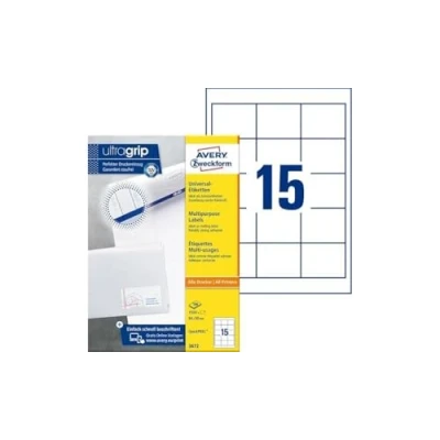 Imagen de Avery Dennison 3672 Etiquetas despegables para impresora láser, 64 x 50 mm, blanco