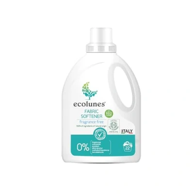 Imagen de Ecolunes suavizante sin perfume, 100% ingredientes de origen natural, especialmente formulado para pieles sensibles, no provoca alergias, testado dermatológicamente, 1L