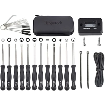 Imagen de Hippotech Set de 12 herramientas ajuste del carburador y tacómetro para motor 2 tiempos eco STIHL Poulan motosierra Husqvarna herbívora