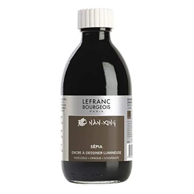 Imagen de Lefranc Bourgeois NAN KING Tinta Para Dibujo Y Caligrafía, 250 Ml, Sepia