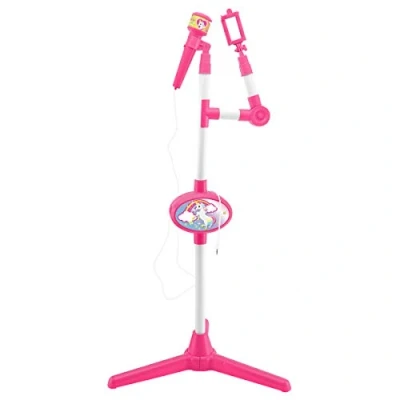 Imagen de Lexibook, Unicornio, Micrófono con Altavoz y Soporte Luminoso, Toma Auxiliar para conectar música, Rosa/Blanco, S150UNI
