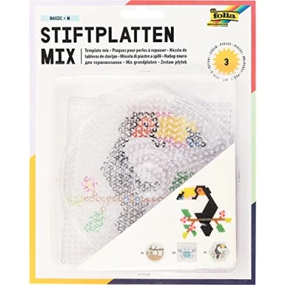 Imagen de folia 73214 cuentas para planchar (mezcla, Basic Medium, 3 diseños surtidos, placas transparentes de con un diámetro 5 mm, círculo, cuadrado y hexágono)