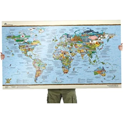 Imagen de Travel Scratch Map by Awesome Maps Mapa del mundo ilustrado para aventureros y exploradores reescribible 97.5 x 56 cm