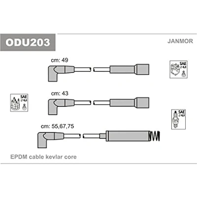 Imagen de JANMOR ODU203 Juego de Cables Encendido OPEL: Astra F CC, Corsa A Kadett E CC