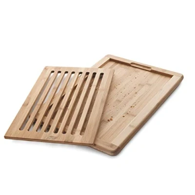Imagen de Lacor Tabla de Cortar Pan Bambú, con Bandeja recogemigas, Robusta y Resistente, 8 Canales horizontales, Madera, Beige, 0 cm