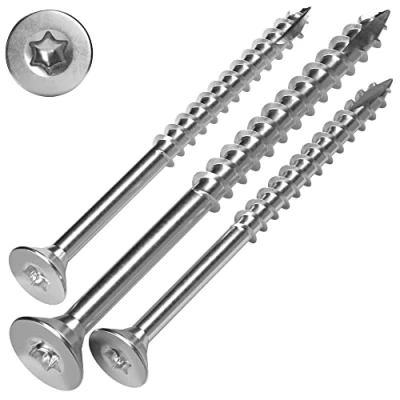 Imagen de SCREW REBEL tornillo para aglomerado de acero inoxidable A2, 5 x 120 mm, 100 unidades, TX25, rosca parcial, punta corte, madera con cabeza avellanada