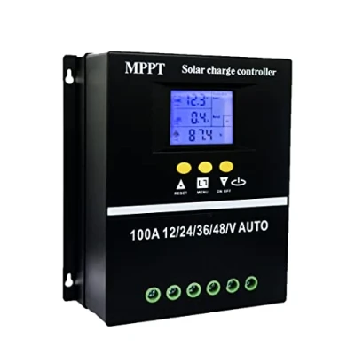Imagen de Y&amp;H regulador de carga solar MPPT, 100A, 12V, 24V, 36V, 48V, batería pantalla LCD, inteligente, máx. 100 V, entrada dual USB para plomo ácido/litio