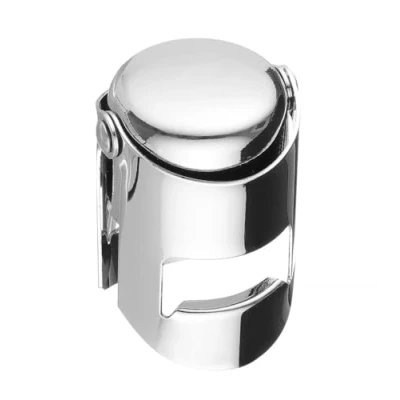 Imagen de HENDI tapón estanco con fijación metálica para botellas de vino y champán, cava, tope sellador cierre silicona, 41x38x(H)60 mm, acero inoxidable