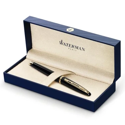 Imagen de Waterman Carène Pluma Estilográfica, Negro (Black Gold Trim), Punta Media