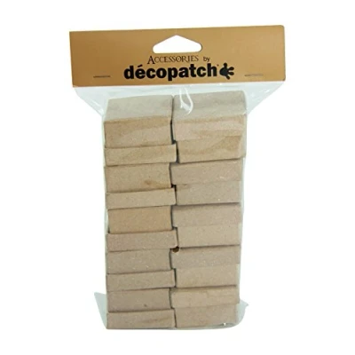 Imagen de Décopatch Caja decorativa de papel maché, diseño cuadros, 10 unidades, marrón