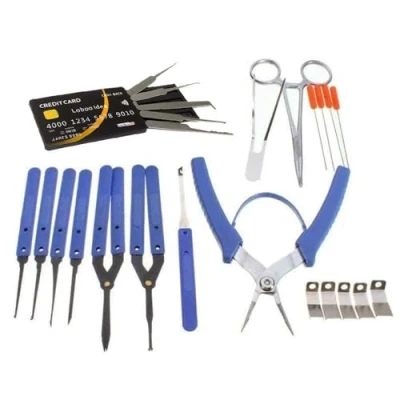 Imagen de Loboo Idea Kit de herramientas para abrir cerraduras tarjeta crédito 5 piezas y juego extractor llaves rotas 14 piezas, extracción dañadas
