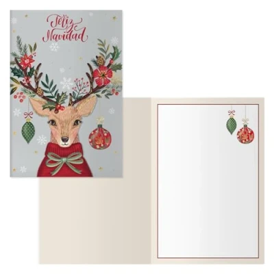 Imagen de DOHE Tarjetas de Felicitación Navidad Pack 6 unidades Tamaño: 11,5x17 cm (cerrada) Incluye sobre para guardar la tarjeta Modelo Rudolf