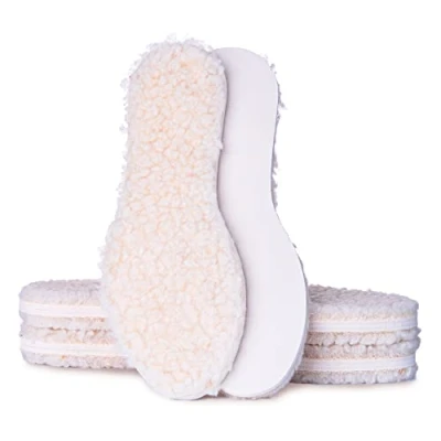 Imagen de SULPO Plantillas de Invierno Capa Superior Lana Oveja Natural y parte Inferior Espuma Látex Calientes, Absorben Impactos, Duraderas Térmicas Aislantes Tallas: 36 46, Pack 3 Pares