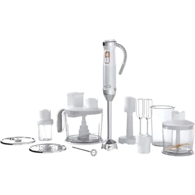 Imagen de Sencor Batidora de Mano Multifunción Ultra Potente 10 en 1, 1500W, con Tecnología QuadBlade Titanio, Control Velocidad Continuo, Mango Ergonómico y Accesorios Completos Blanco [SHB 6551WH]