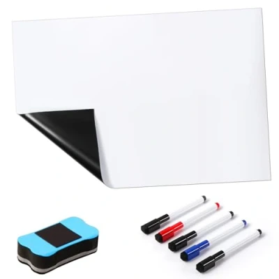 Imagen de Blendura A3 Pizarra Blanca Magnética, Tablero Magnetico con 5 Rotuladores, 1 Goma de Borrar, Magnetica Nevera para Memorandos, Notas, Planificar Estudios (42cm X 29.3cm)