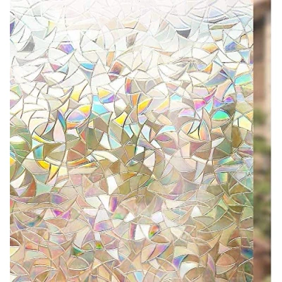 Imagen de rabbitgoo 3D Vinilo para Ventana Translucido Semi Privacidad Decorativos Sin Pegamento Adhesivo Efecto Electristáticamente Dormitorio Cocina Oficina Baño Hogar 45x200cm