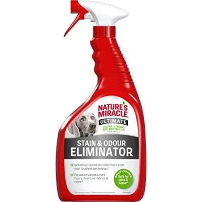 Imagen de Nature&#039;s Miracle Ultimate Stain &amp; Odour Eliminator Perro, centra en las manchas más difíciles, aroma fresco y ligero, 946 ml
