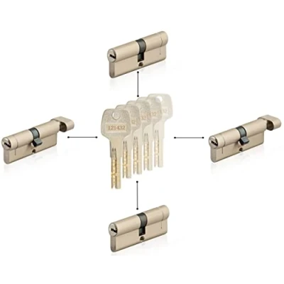 Imagen de GERCAR 4x cilindro de cerradura/cerradura barril perfil o pomo 60/70/80/90 mm combinación libre diferentes tamaños con la misma llave 5 llaves maestras sistema OKS