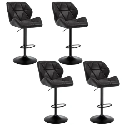 Imagen de WOLTU 4X Taburete de Bar con Respaldo Sillas Regulables en Altura, Asiento Acolchado PU Giratorias Muebles Cocina Silla Comedor Negro BH287sz 4