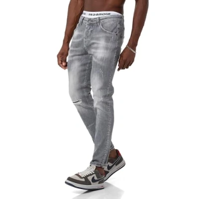 Imagen de Red Bridge Pantalones vaqueros para hombre, aspecto desgastado, gris, 32W x 34L