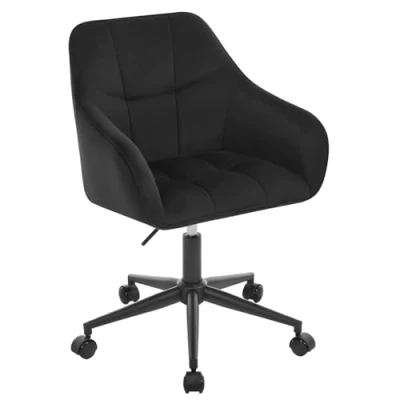 Imagen de WOLTU Silla Escritorio, Oficina Giratoria, Taburete Terciopelo con Respaldo y Reposabrazos, Sillas Ergonomicas Ruedas, Altura Regulable, Tocador para Dormitorio, Negro,BS145sz