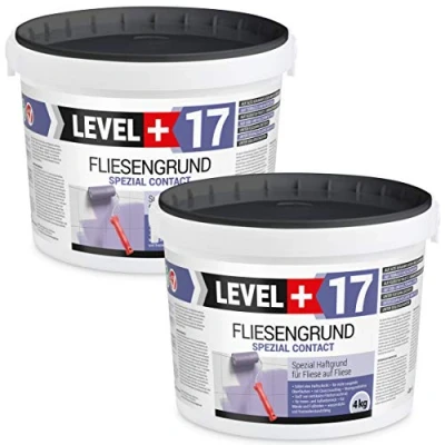Imagen de LEVEL PLUS 17 Baldosas de 8 kg imprimación especial para azulejos, cuarzo, color azul, interior y exterior, resistente a las heladas al agua