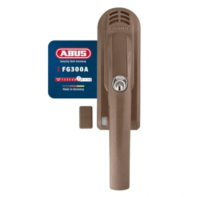 Imagen de ABUS Tirador de ventana con cerradura FG300A AL0125 Pomo para cilindro presión y función alarma, cierre uniforme, nivel seguridad 7 71895 Marrón
