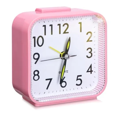 Imagen de Birshe Reloj Despertador Analógico de Mesa Silencioso Sin Tictac con Luz Nocturna Pequeño Despertadores Mesilla (Pink)