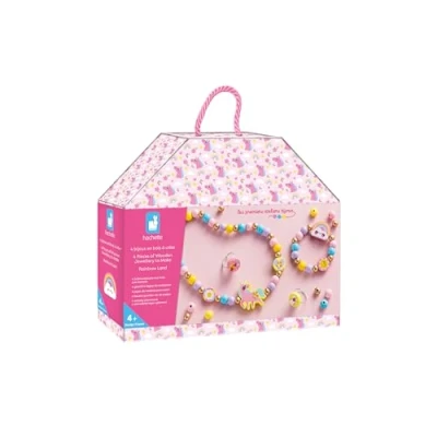 Imagen de Janod 4 Joyas de Madera para Crear Rainbow Land Los Primeros Talleres Joyería Creación DIY Kit Manualidades Creativas Niños Aprendizaje Motricidad Fina y Concentración A Partir años J09129