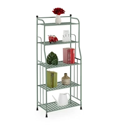 Imagen de Relaxdays Estantería Metálica, Acero, 133x56x28 cm, Estante Baño y Cocina, 5 Baldas, Librería Metal, sin Fondo, Verde