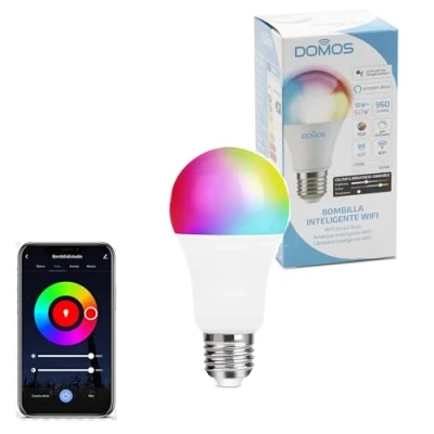 Imagen de Domos Bombilla Wifi Inteligente LED Luz de Colores 10W E27 Regulable y Programable Smart Home Compatible con Alexa Google Assistant Cambio Color RGB e Intensidad