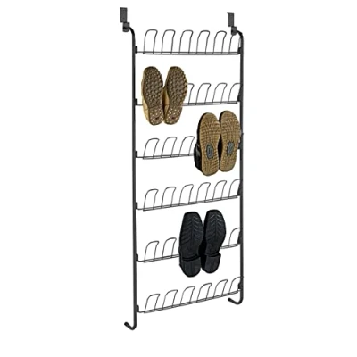 Imagen de WENKO Zapatero, organizador compacto con 6 compartimentos para colgar hasta 18 pares de zapatos en la puerta, almacenaje y orden toda casa, 59 x 151 14 cm, metal recubrimiento polvo.