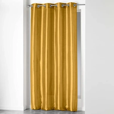 Imagen de douceur d&#039;Intérieur Cortina con Ojales, poliéster 140 x 240 cm, cerámica, Mostaza, 140x1x240 cm