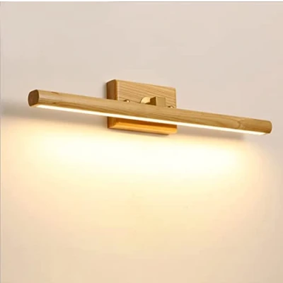 Imagen de LANMOU 40CM Lámpara de Espejo LED Baño Madera, Aplique Frontal Interior 8W 4000K, 640LM Luz Giratorio 180 para Lavabo, Maquillaje Moderna Tocador