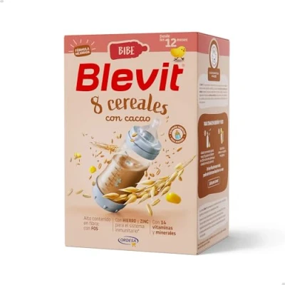 Imagen de Blevit Bibe 8 Cereales con Cacao 500g Papilla para Bebé desde los 12 meses 14 Vitaminas y Minerales