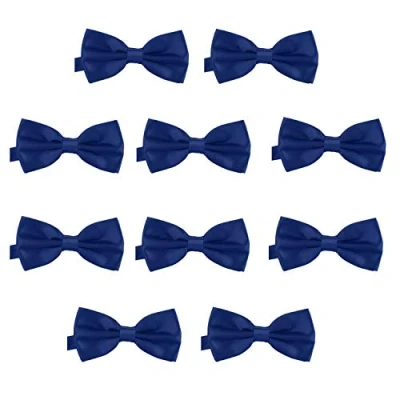Imagen de DonDon Set de 10 Pajarita para hombre 12 x 6 cm ajustable y lista usar Azul oscuro