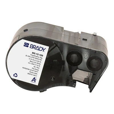 Imagen de Brady Cinta de polietileno para impresoras Etiquetas BMP51/BMP53/M511 80 adhesivas Negro sobre blanco (76,20 mm (an) x 19,05 (al)) M5 12 109