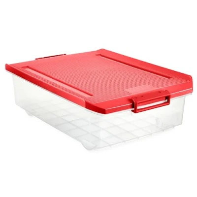 Imagen de TATAY Caja Almacenaje Bajocama con Tapa, 32L de Capacidad, Asas y Ruedas, Tapa 100% Materiales reciclados, Libre BPA, Rojo. Medidas 40 x 57 18 cm